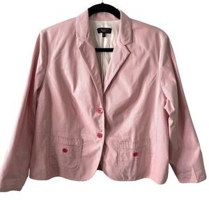 Talbots Pink and White Striped Spring Summer Blazer in Size 18W